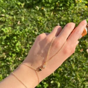 Zirkon Taşlı Yıldız Detay Gold Renk Şahmeran